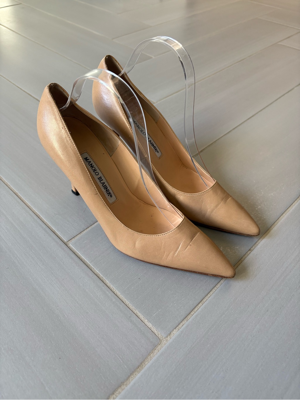 Manolo Blahnik Bb 90mm Pumps | Nude/Tan Leather